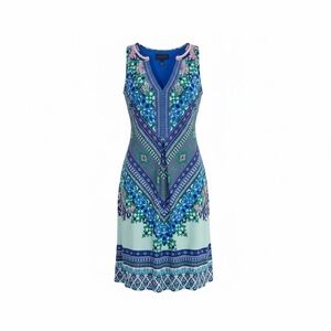 Hale Bob Blue and Green Halter Sundress Resort Boho chic